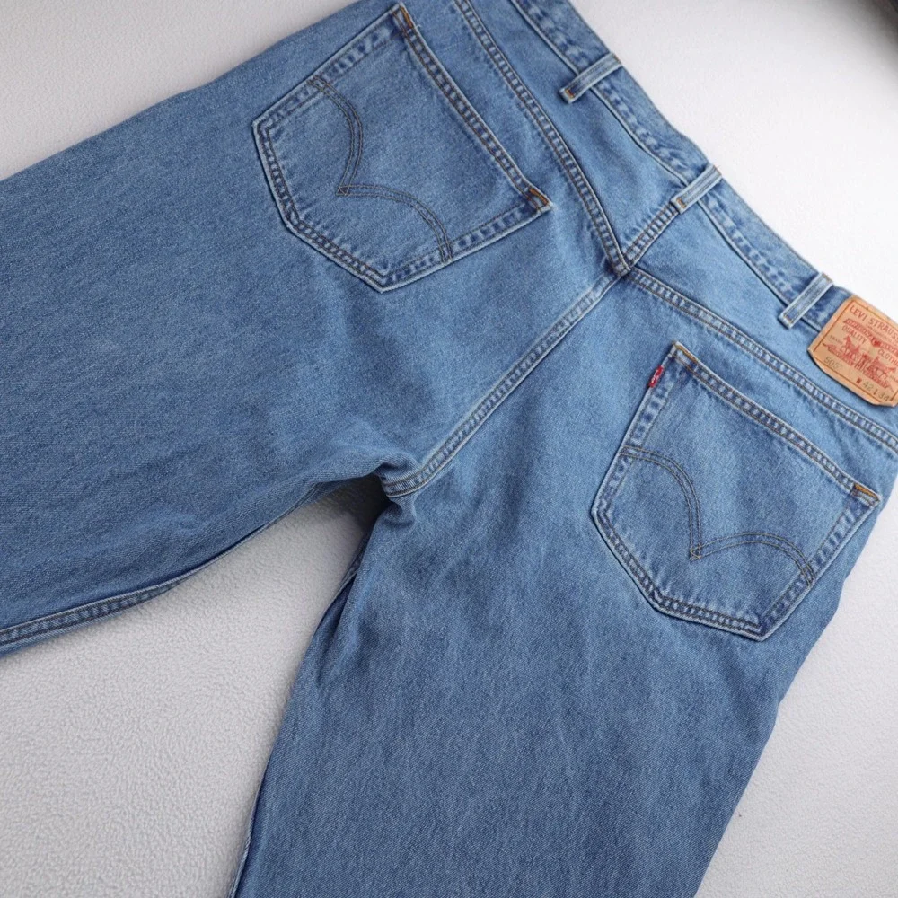Levis 505 Regular Fit Mens Jeans 42x34 Medium Wash Blue‎ Straight Leg Denim Y2K